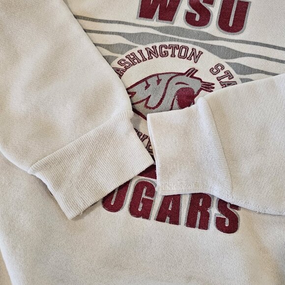 80s University Washington Cougars White Crewneck Sweatshirt Slim Small READ - Picture 3 of 12